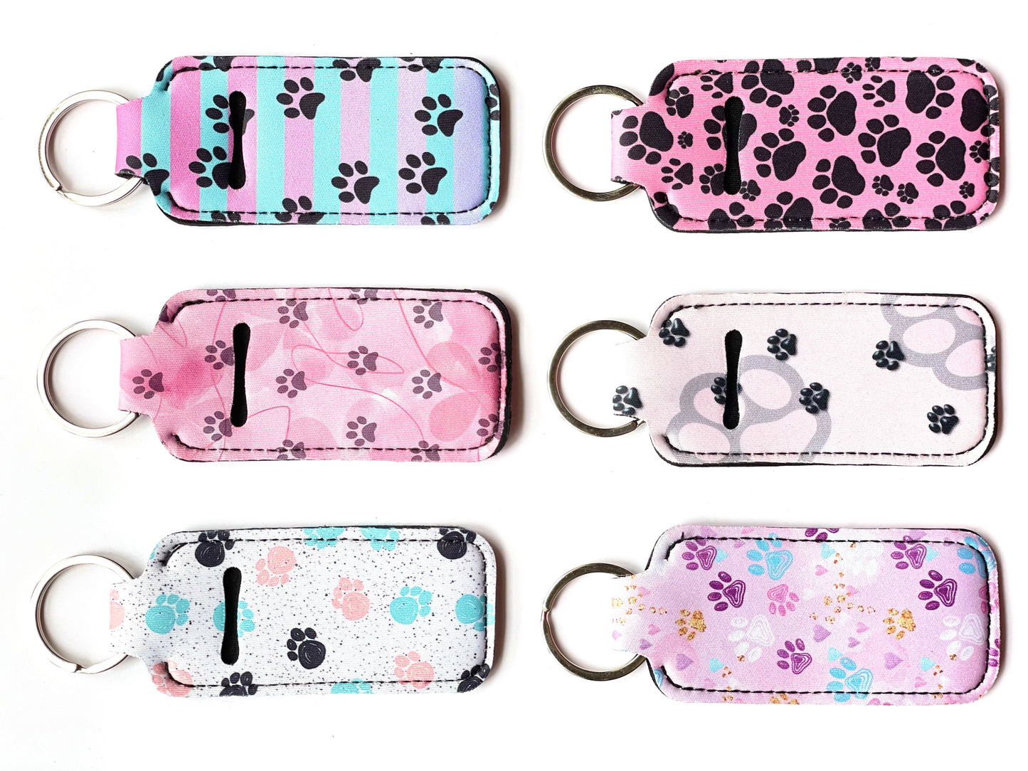 Paw Print Chapstick Keychains