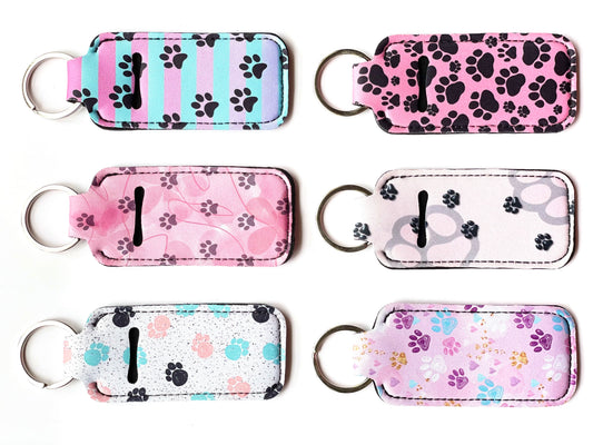 Paw Print Chapstick Keychains