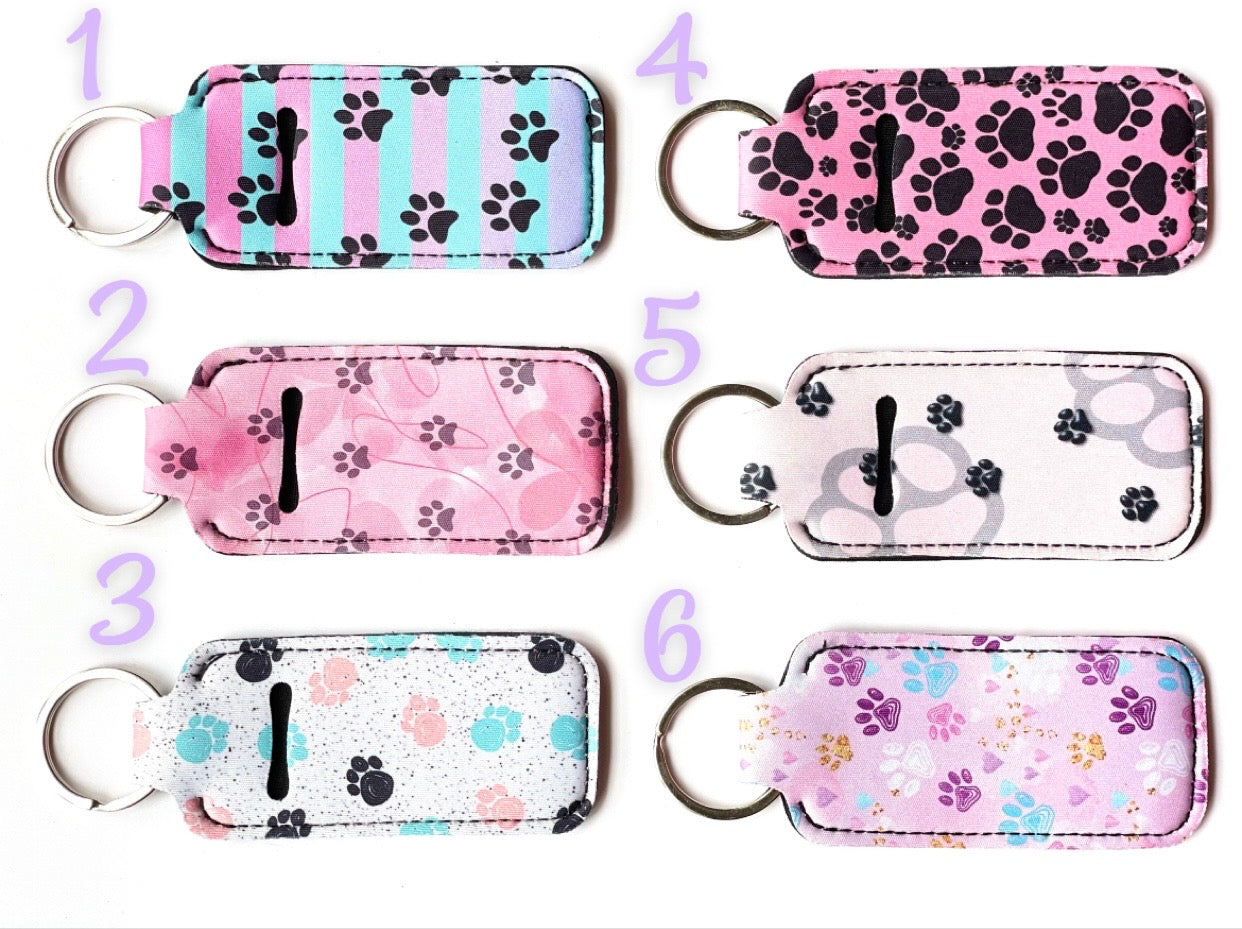 Paw Print Chapstick Keychains